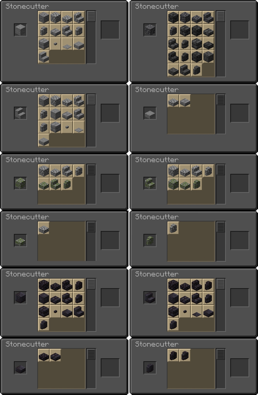 Улучшенные рецепты Base StoneCutting